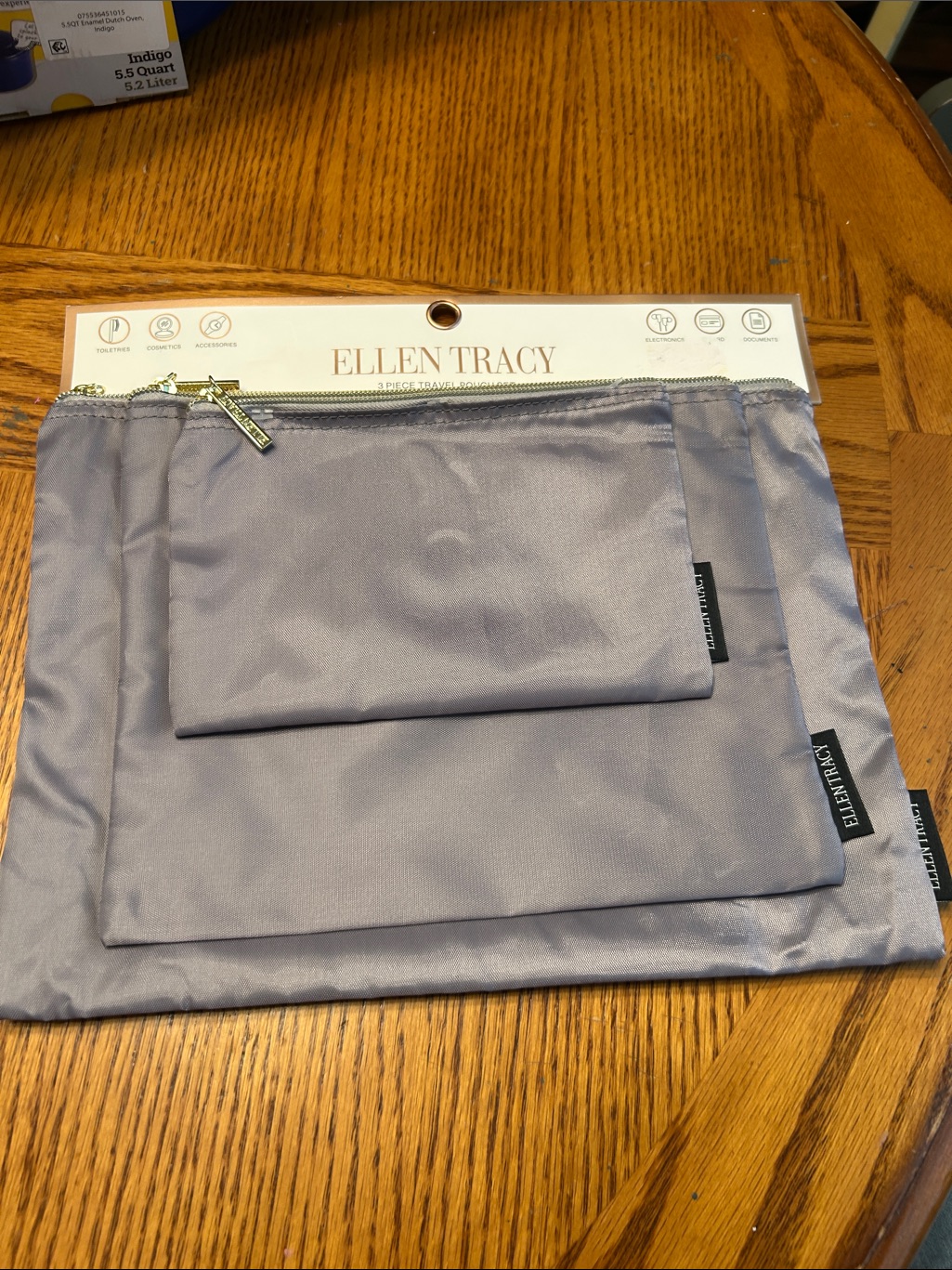 Ellen Tracy Lilac Nylon Travel Pouch Trio